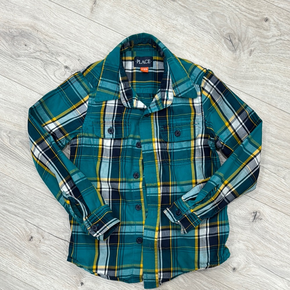 The Children's Place Green Plaid Button Down Shirt